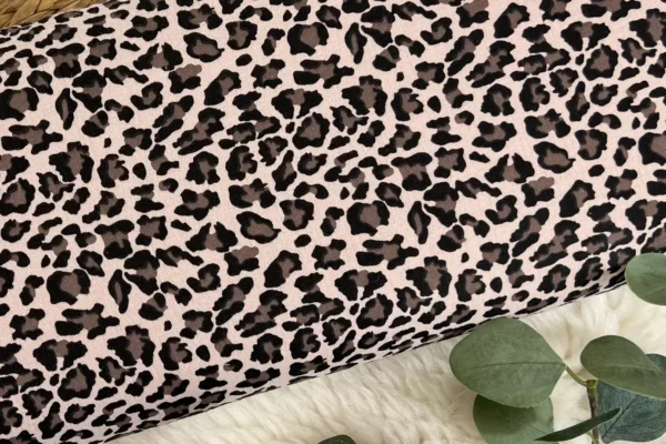 Musselin Stoff - Leoprint Muster, Animalprint apricot - Öko-tex-100, Double Gauze