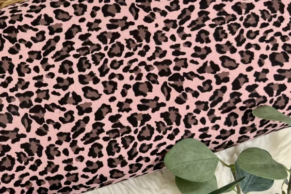 Musselin Stoff - Leoprint Muster, Animalprint dunkelrosa - Öko-tex-100, Double Gauze