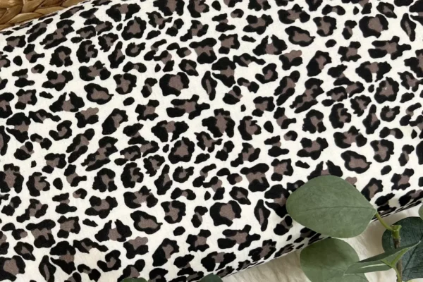 Musselin Stoff - Leoprint Muster, Animalprint natur - Öko-tex-100, Double Gauze