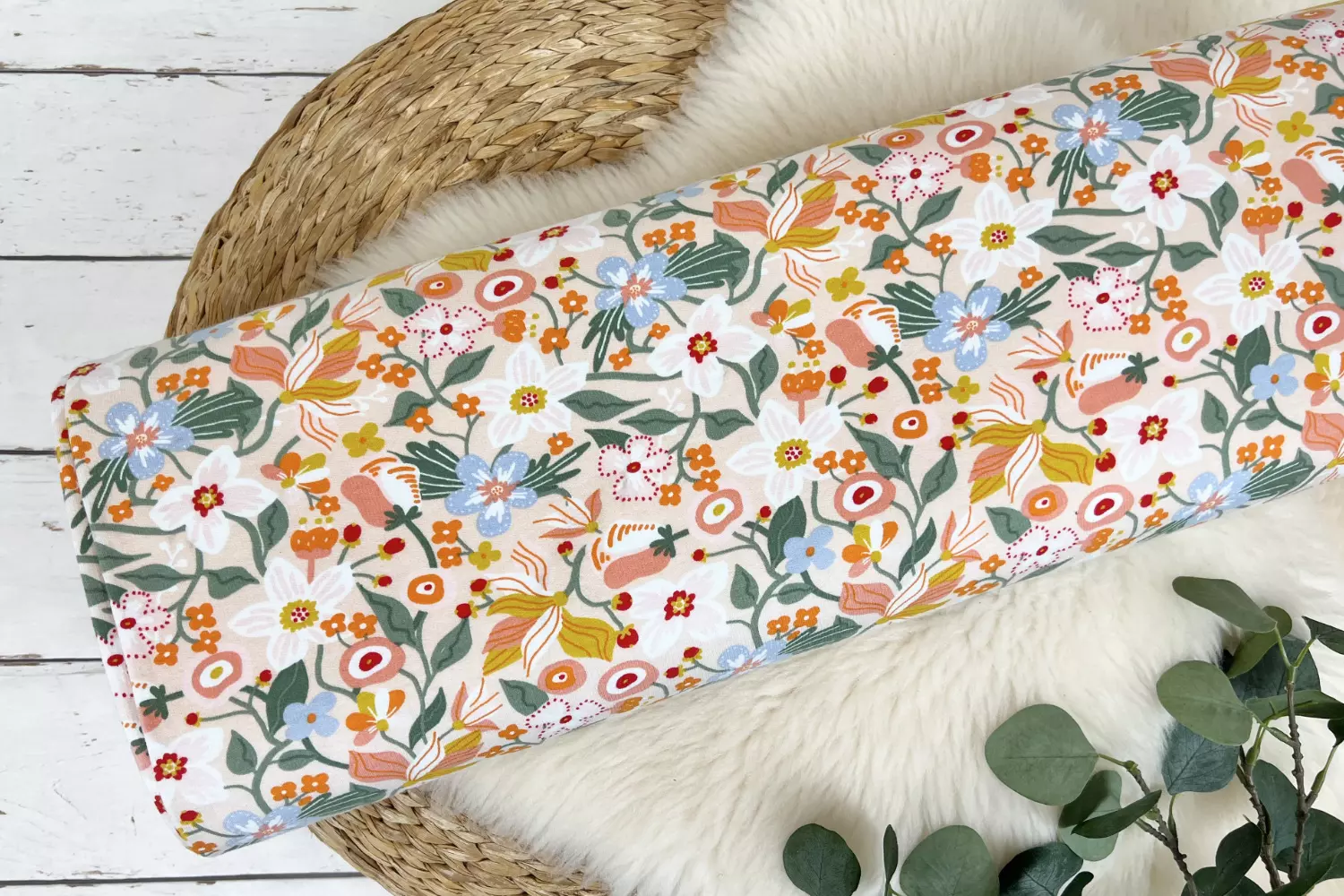Reststück 45cm Soft Sweat - Blumenwiese in puder - angerauter Sweat mit Blumen - Öko-Tex-100 – Bild 2