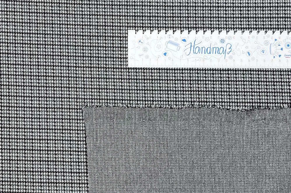 Jacquard Stoff stretch - Block mini Pepita Karo hellgrau, dunkelgrau, weiß - Öko Tex 100 – Bild 3