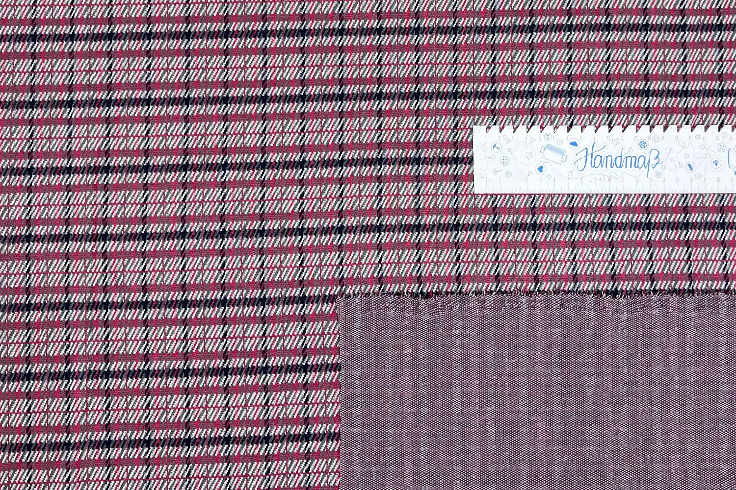Jacquard Stoff stretch - quadrat Pepita Karo pink, schwarz, weiß - Öko Tex 100 – Bild 3