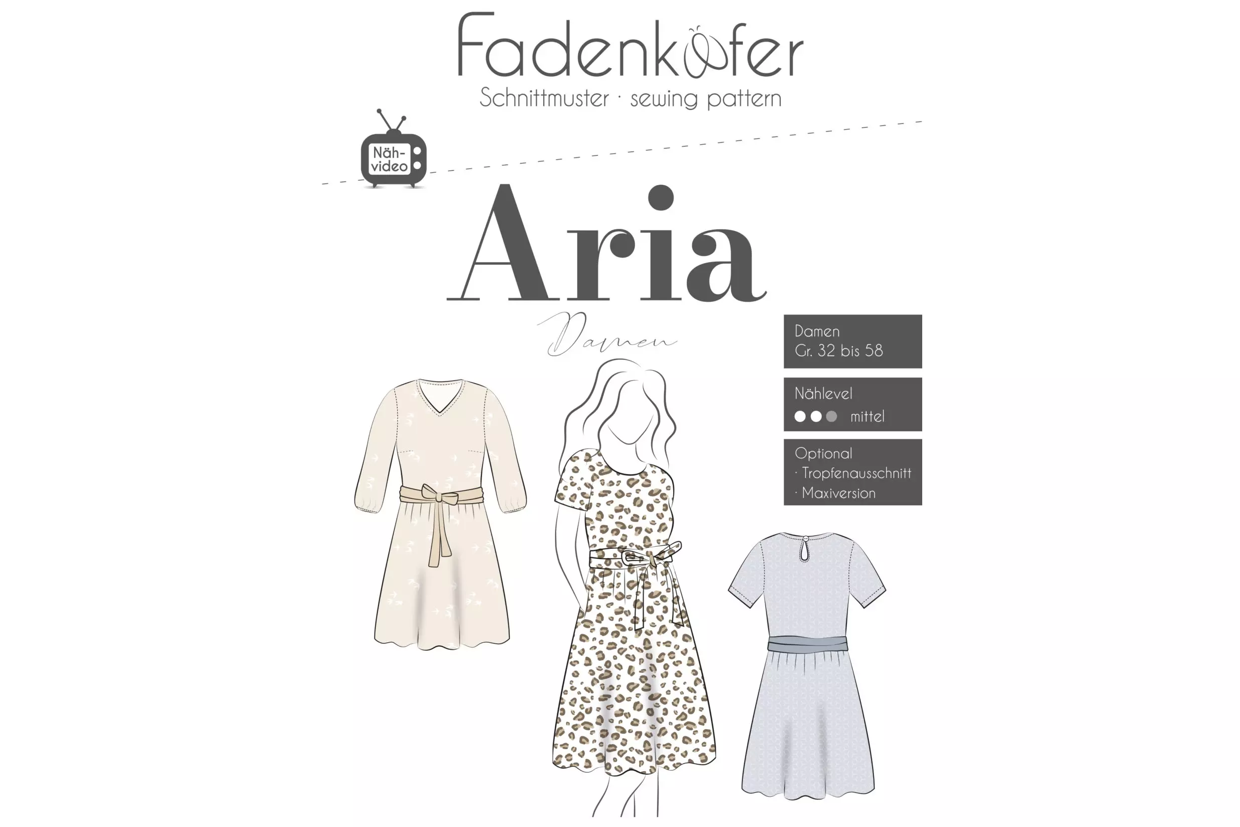 Papierschnittmuster Fadenkäfer für ein Sommerkleid Aria für Damen