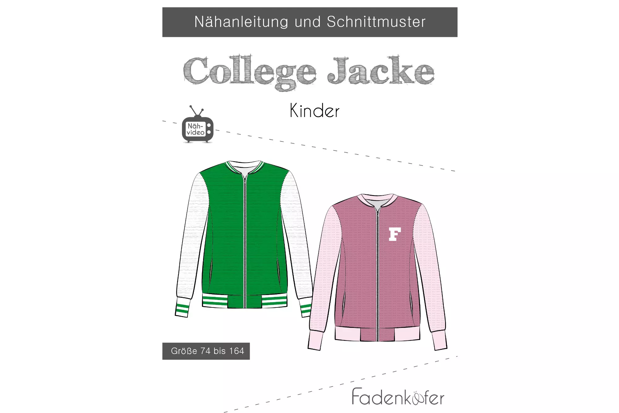 Papierschnittmuster Fadenkäfer für eine College Jacke für Kinder