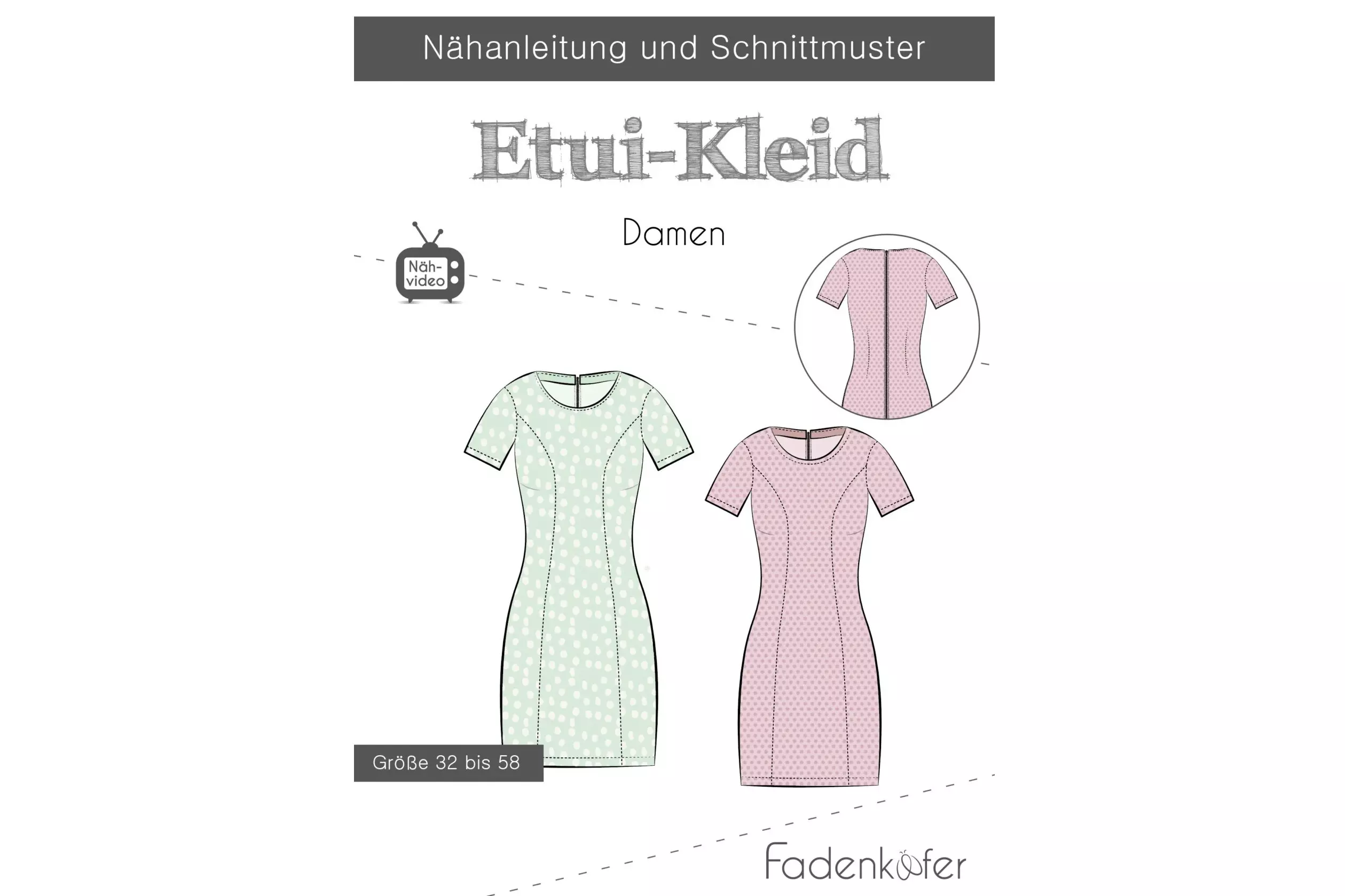 Papierschnittmuster Fadenkäfer für ein Etuikleid für Damen