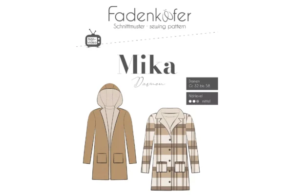 Papierschnittmuster Fadenkäfer für ein Mantel Mika für Damen