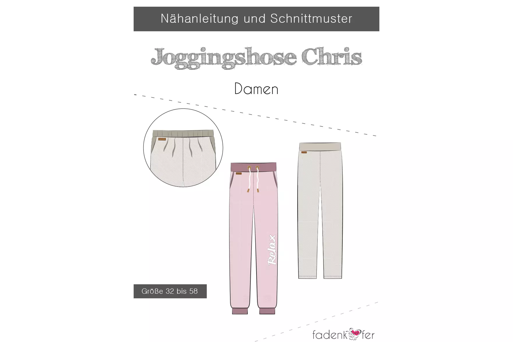 Papierschnittmuster Fadenkäfer für eine Jogginghose für Damen
