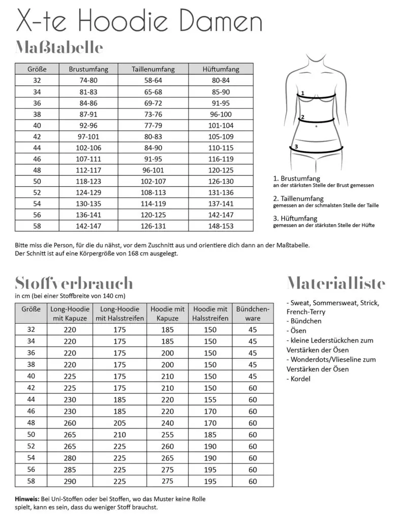 Papierschnittmuster Fadenkäfer X-te Hoodie Damen – Bild 7