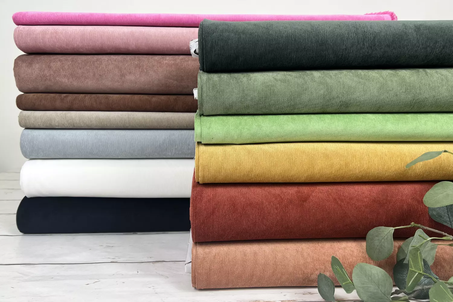 elastischer Feincord Stoff in uni Farben