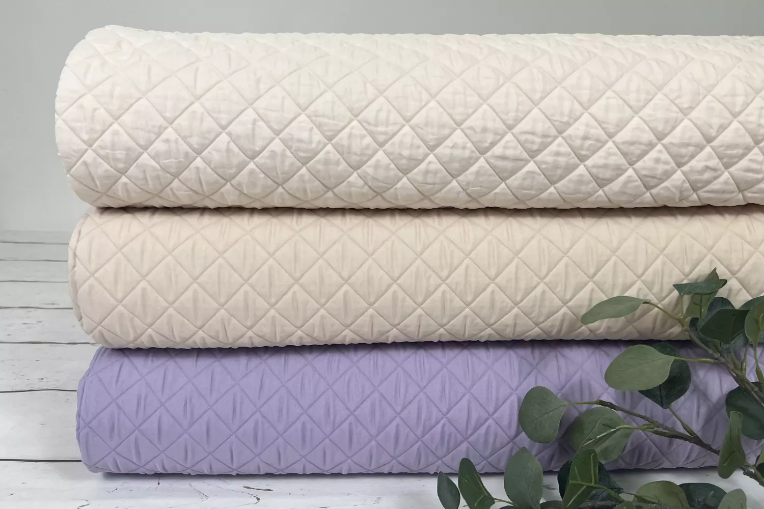Steppstoff Karo in beige - Ökotex 100 – Bild 2