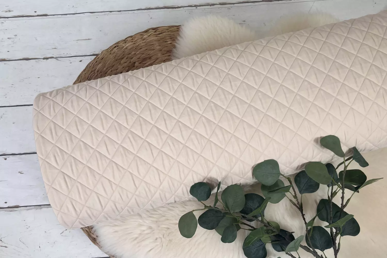 Steppstoff Karo in beige - Ökotex 100