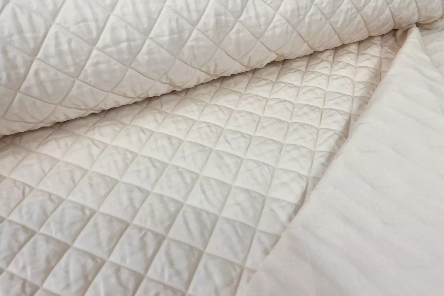Steppstoff Karo in beige - Ökotex 100 – Bild 3