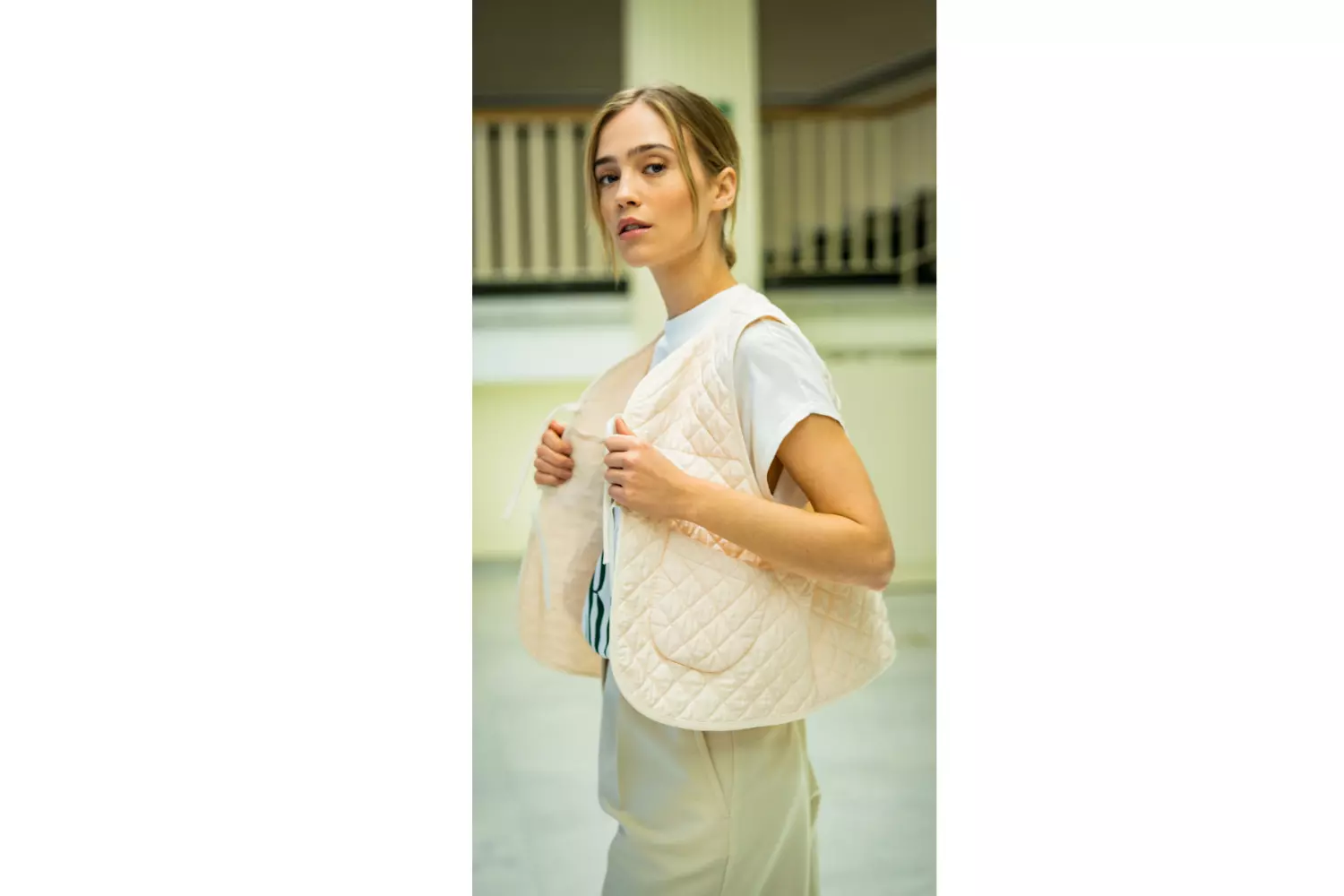 Steppstoff Karo in beige - Ökotex 100 – Bild 7