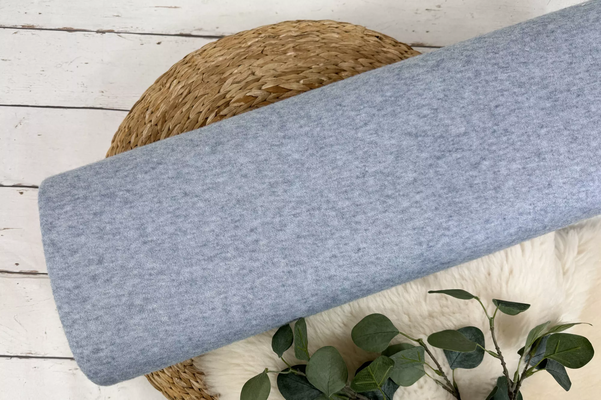 feiner Soft Strickstoff in Uni jeansblau meliert