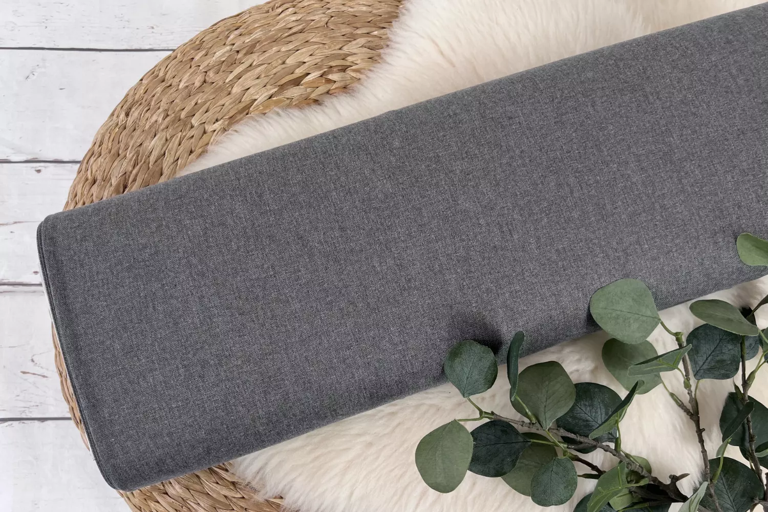 Canvas Stoff in Uni Farbe grau meliert