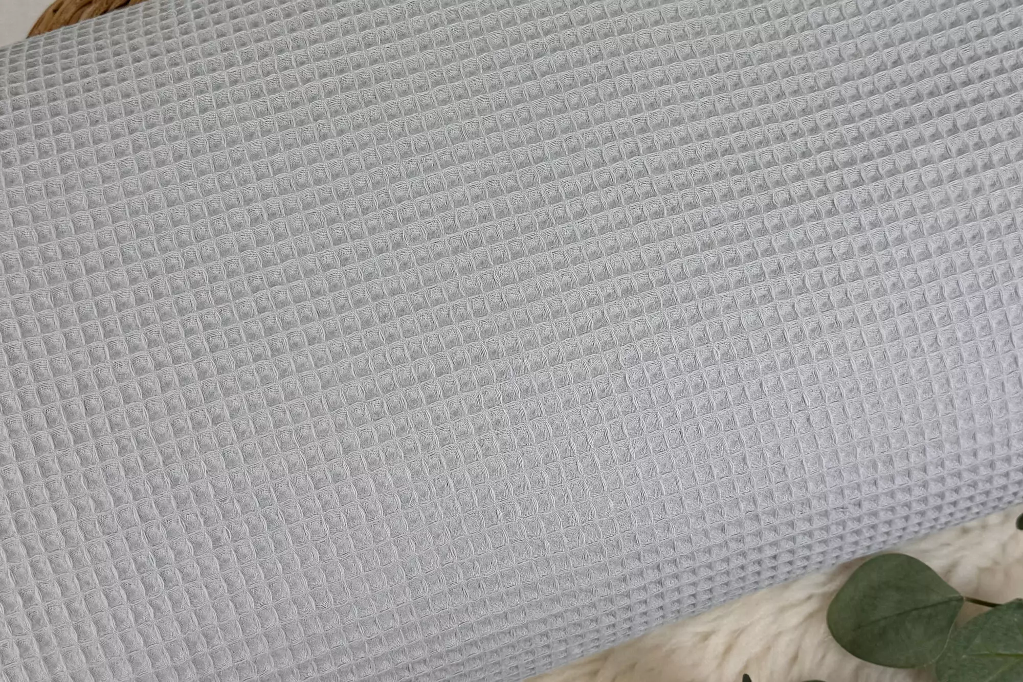 Waffelpique Stoff - Größe mittel Uni silbergrau - Öko-Tex-100