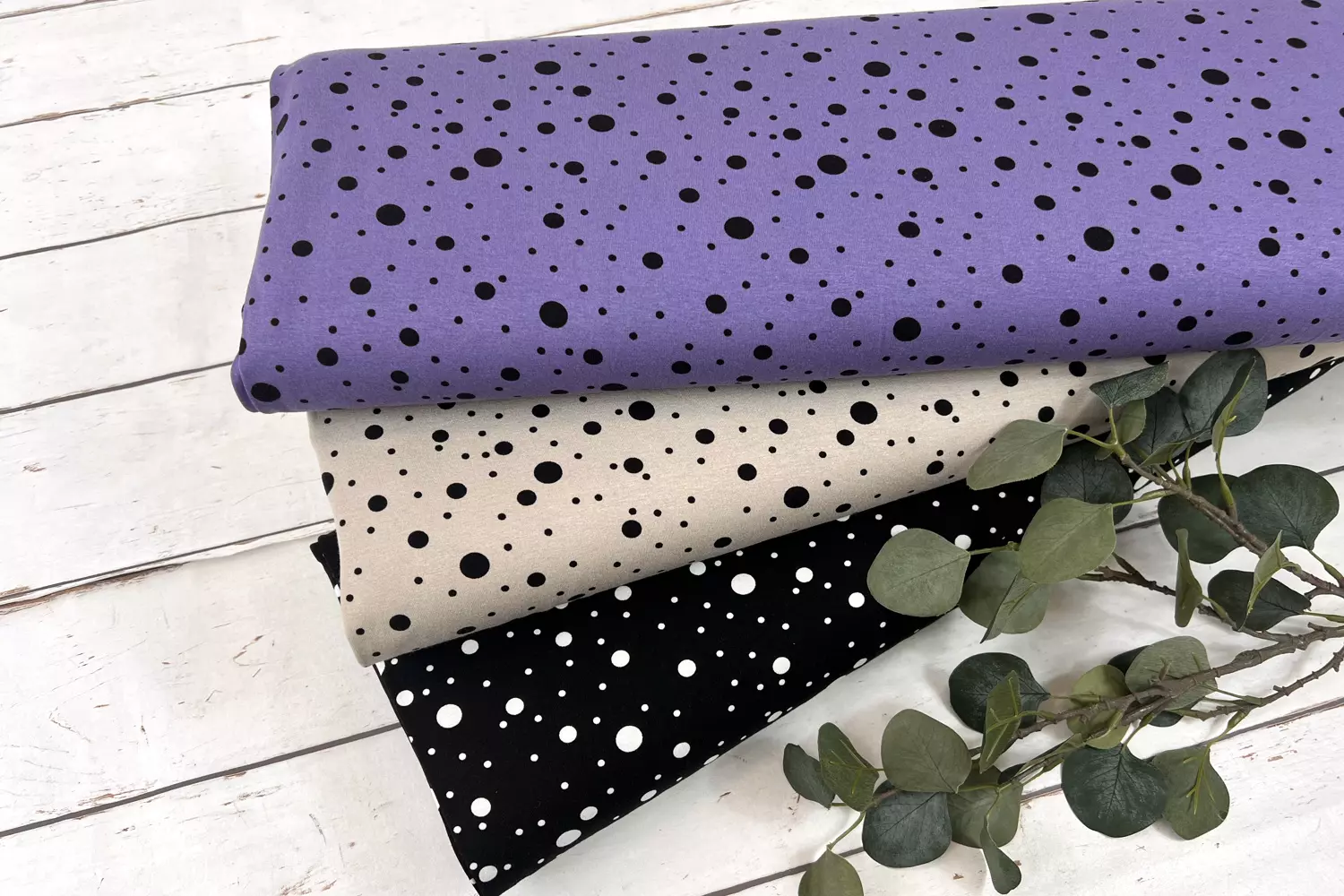 Viskosejersey - unregelmäßige Punkte Polka Dots in schwarz - Öko-Tex-100 – Bild 2