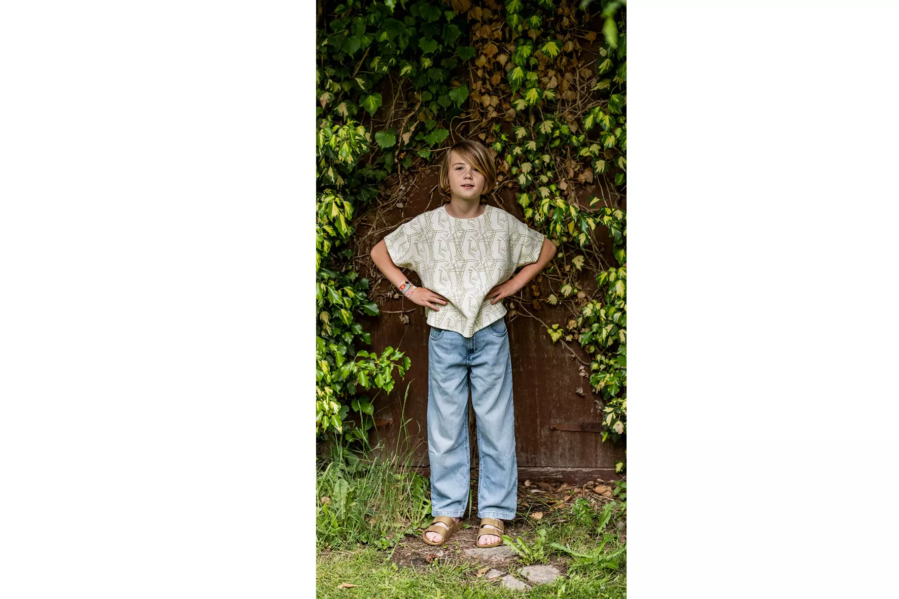 Fibre Mood Special Nr2 Rea - Modal Sweat Jogger Stoff Gesicht Strichmuster in ecru – Bild 5