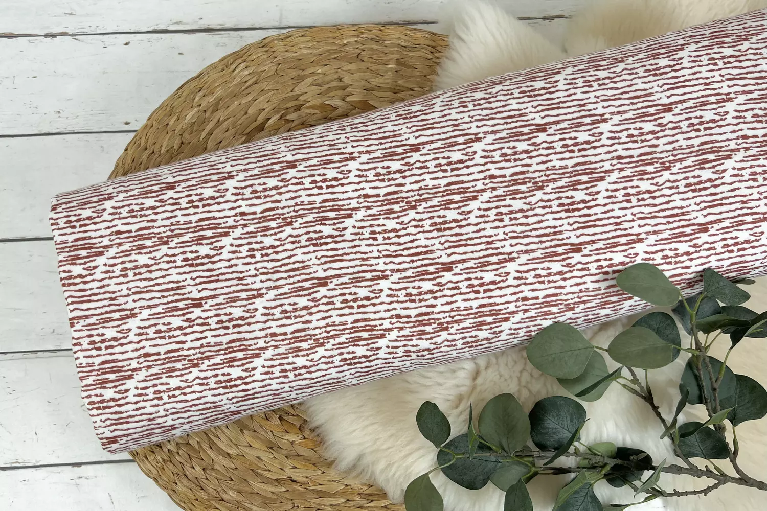 Bio Musselin Stoff / Double Gauze glatt - Vintage Streifen in rost