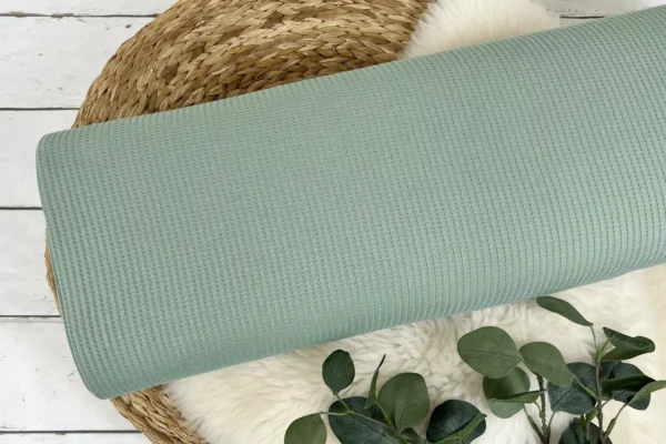 dünner Waffeljersey Stoff mit Waffel Struktur in mint