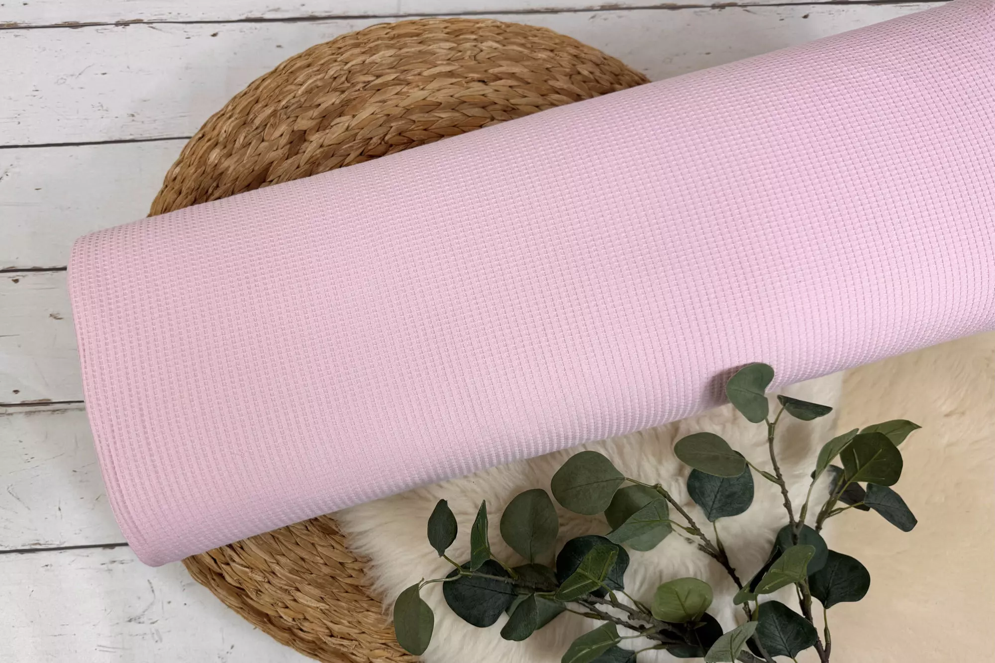 dünner Waffeljersey Stoff - Uni rosa - Öko-tex-100
