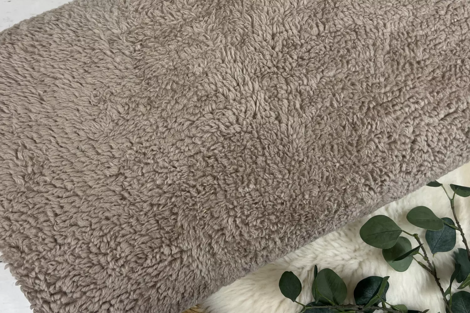 Reststück 40cm Baumwoll Teddystoff in Uni hellbraun - Öko-Tex-100 – Bild 2