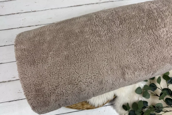 kuschelig warmer Teddystoff aus Baumwoll in Uni hellbraun