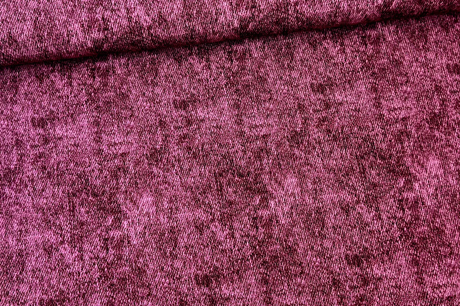 French Terry Stoff - Jeans Optik bordeaux meliert - Öko-Tex 100