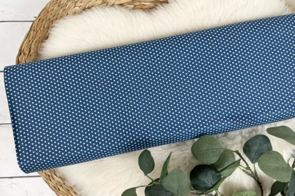 Baumwollestoff mit mini Sterne in Jeansblau