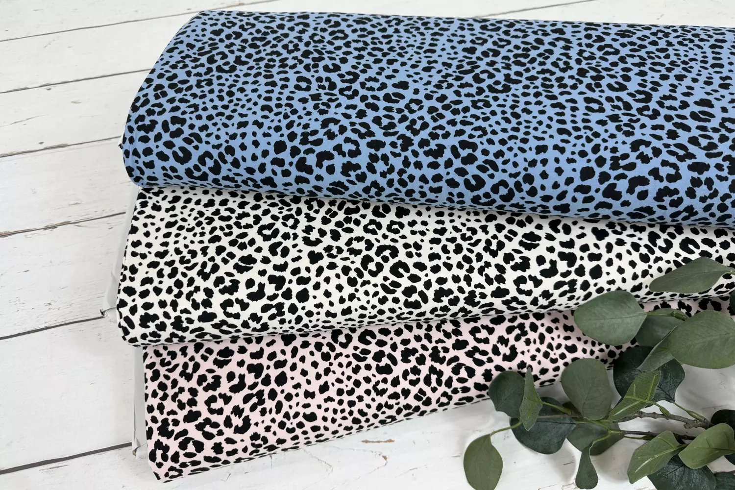 Reststück 30cm Jersey Stoff - Leoprint Animalprint in natur - Öko-Tex-100 – Bild 3