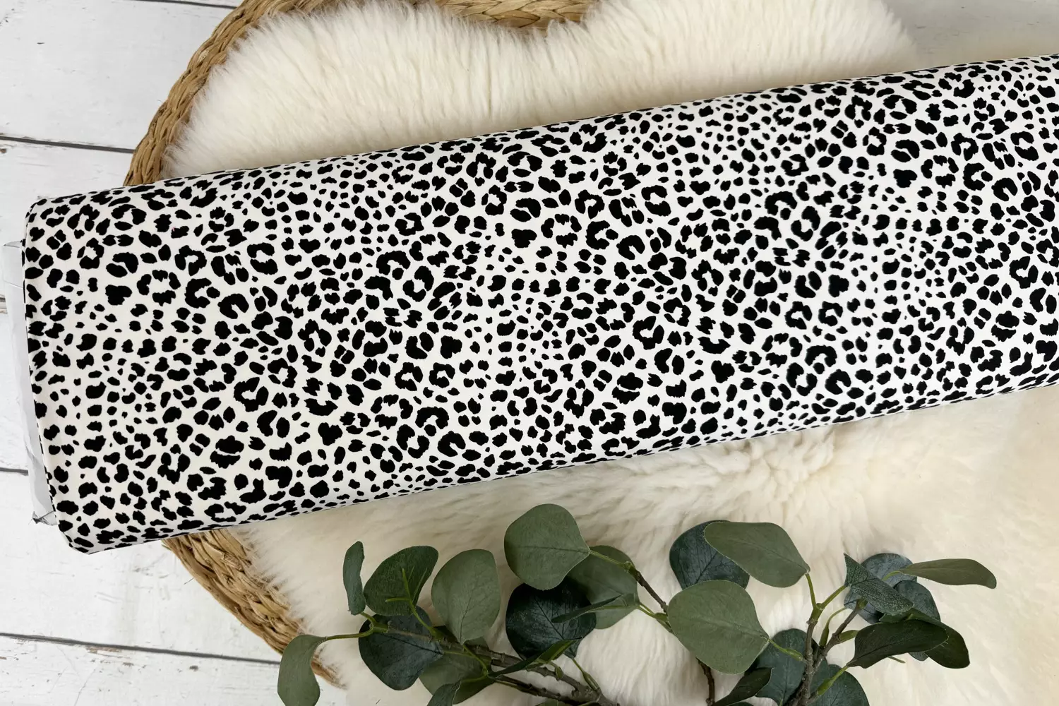 Reststück 30cm Jersey Stoff - Leoprint Animalprint in natur - Öko-Tex-100 – Bild 2