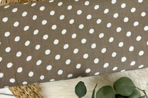 Viskose Borkenkrepp - Punkte Muster in taupe