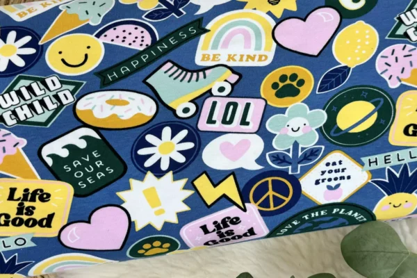 Baumwolljersey mit collem Comic Motiv für Mädchen in blau
