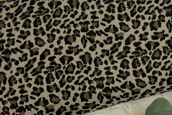 Musselin Stoff - Leoprint Muster, Animalprint dunkelbeige - Öko-tex-100, Double Gauze