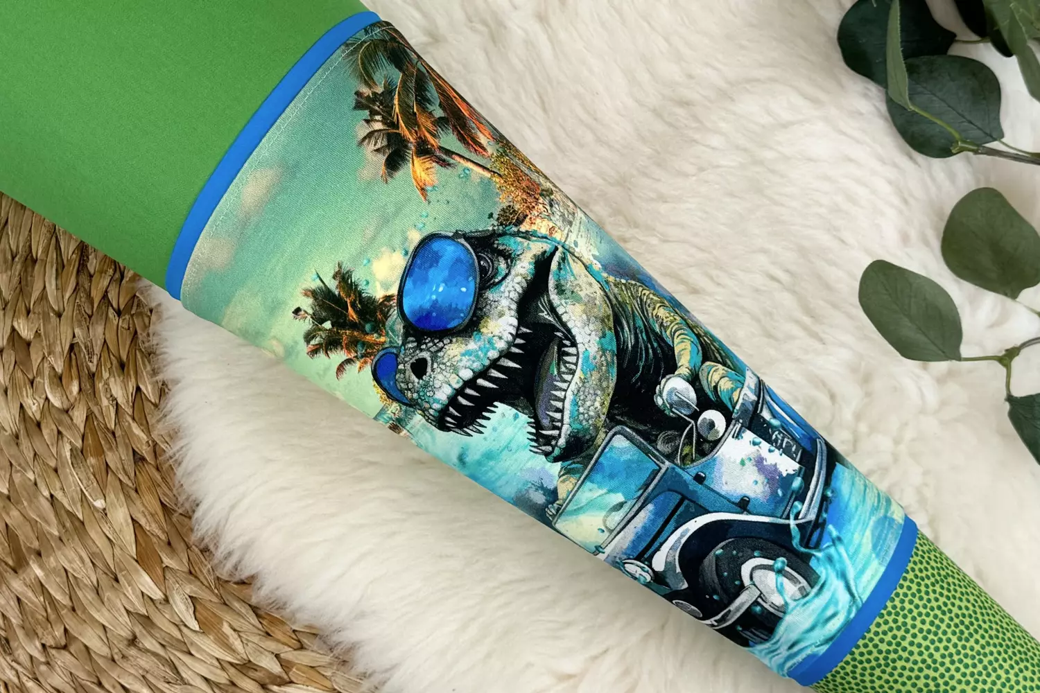 Schultüte Dinosaurier T-Rex mit Namen in jeansblau 70cm, 85cm - optional mit Kissen – Bild 5