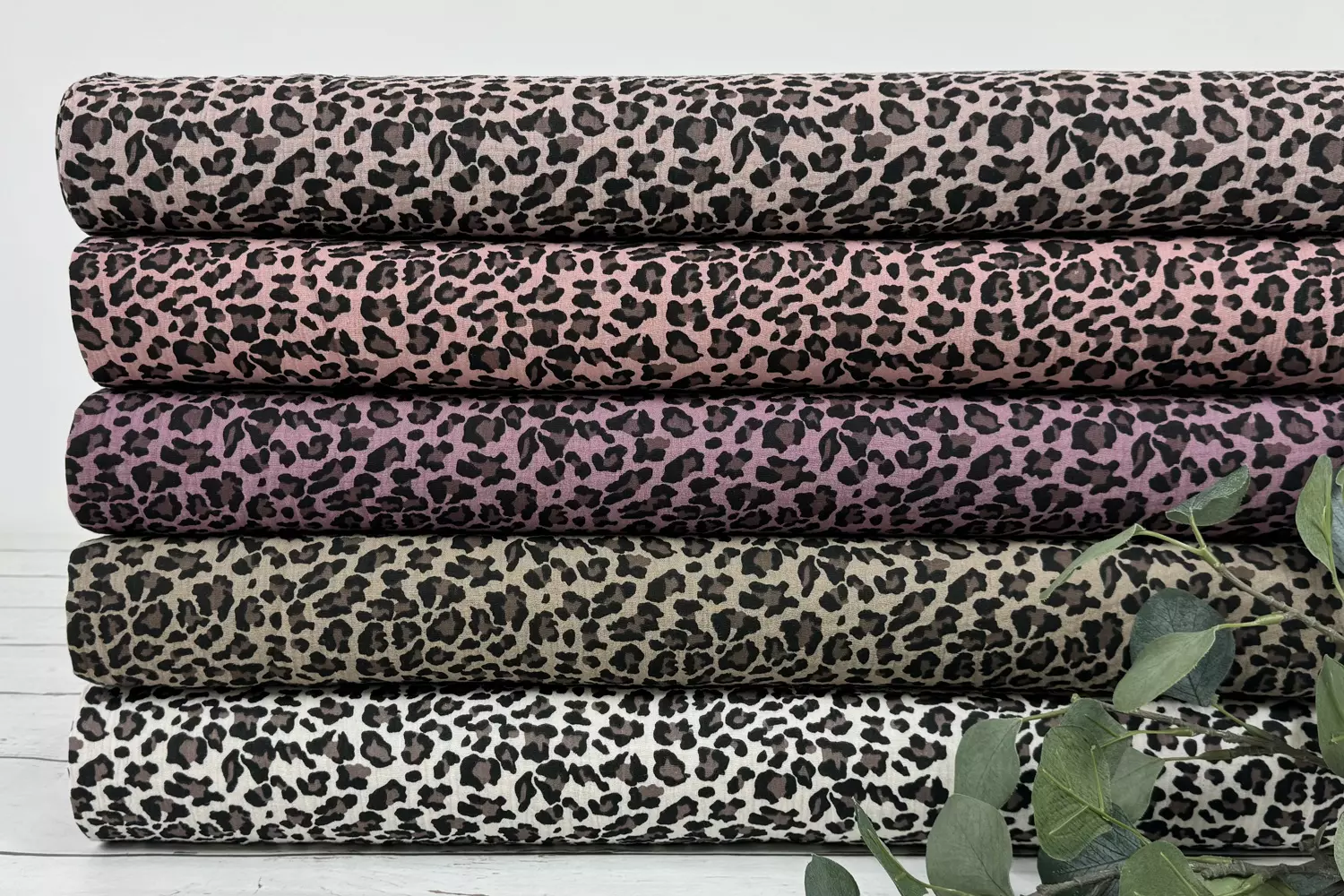 Musselin Stoff - Leoprint Muster, Animalprint dunkelbeige - Öko-tex-100, Double Gauze – Bild 3
