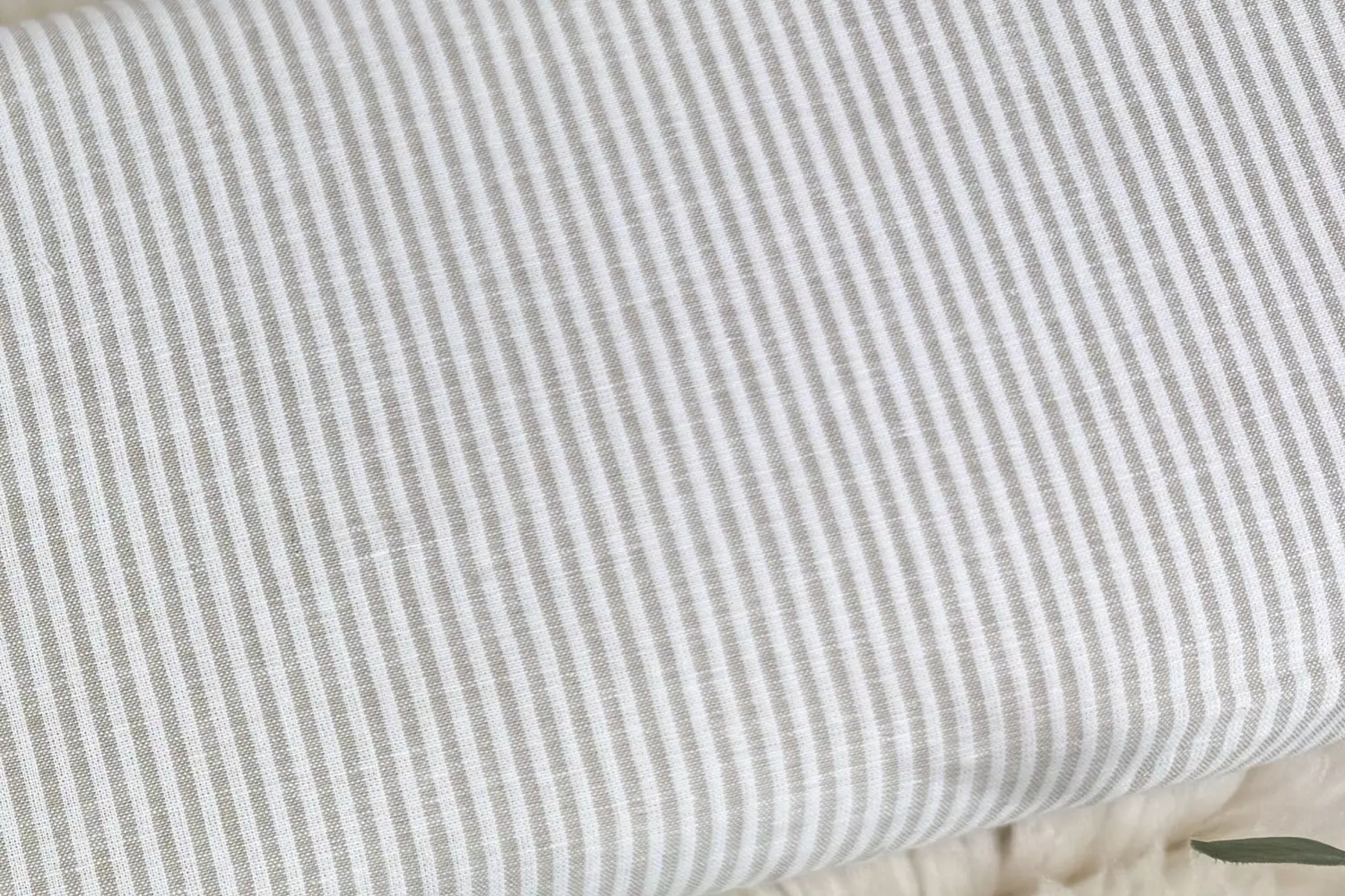 Leinen Baumwoll Stoff - Streifen Muster in anthrazit, beige, kiwi, mint, flieder, jeansblau - Öko-Tex-100 – Bild 7