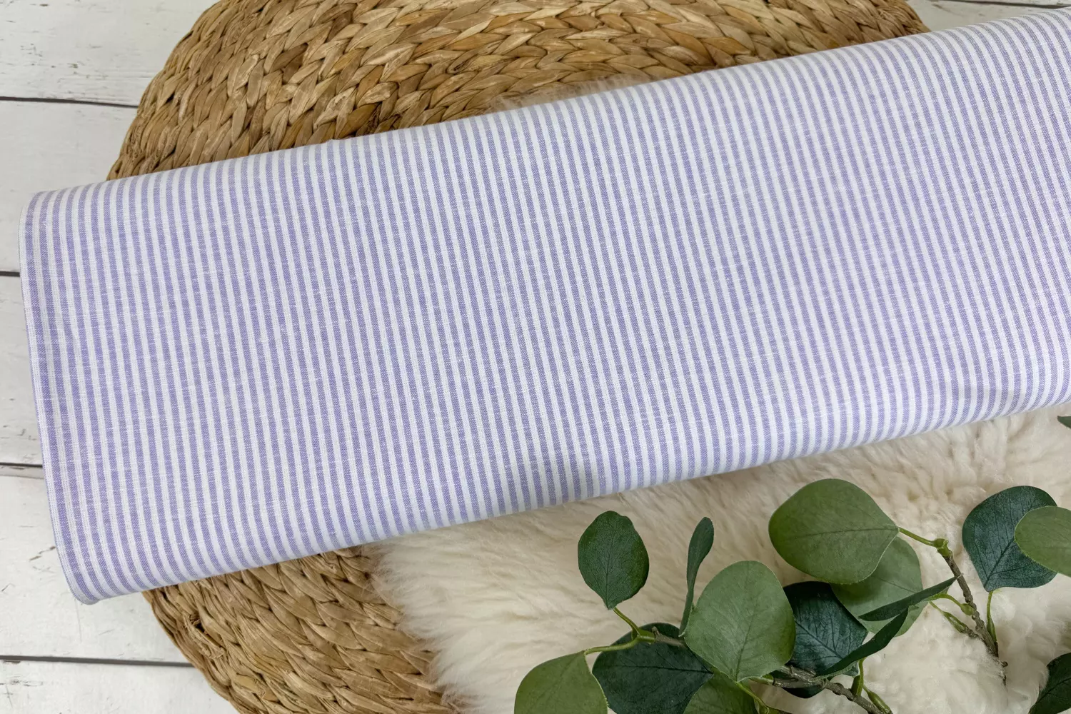 Leinen Baumwoll Stoff - Streifen Muster in anthrazit, beige, kiwi, mint, flieder, jeansblau - Öko-Tex-100 – Bild 12