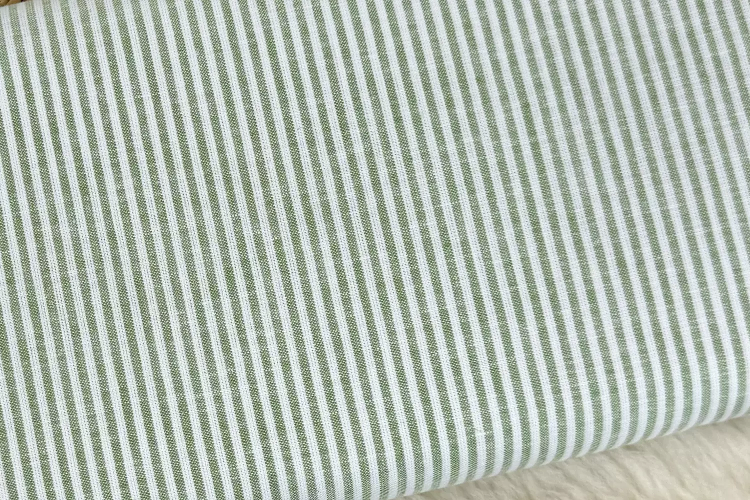 Leinen Baumwoll Stoff - Streifen Muster in anthrazit, beige, kiwi, mint, flieder, jeansblau - Öko-Tex-100 – Bild 11