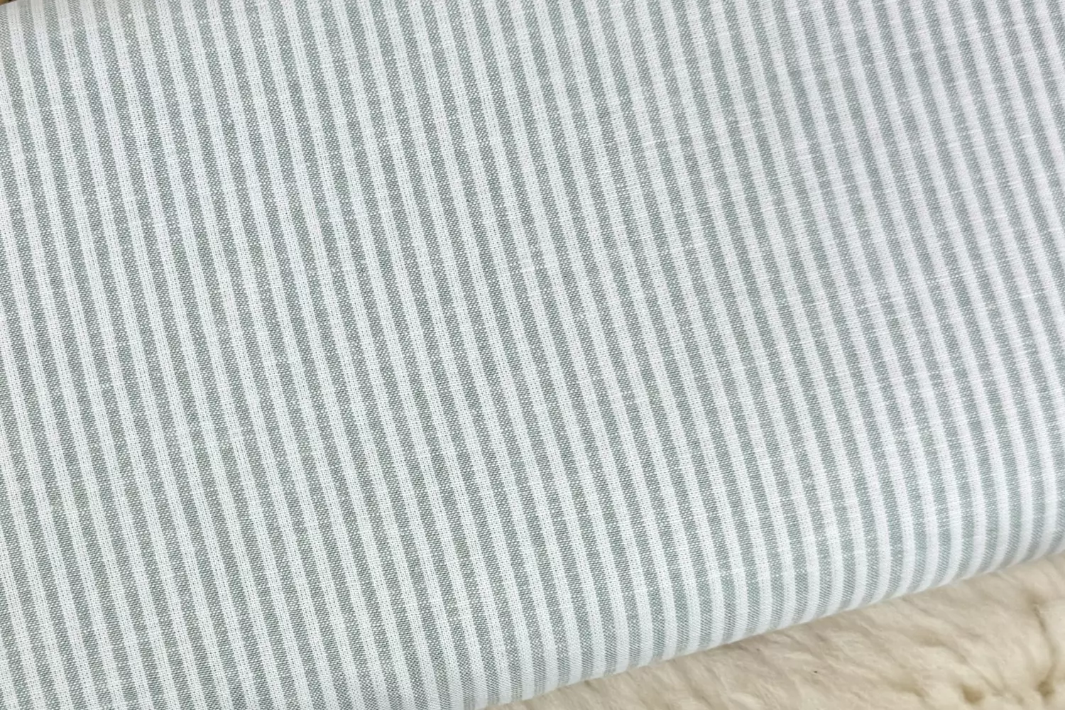 Leinen Baumwoll Stoff - Streifen Muster in anthrazit, beige, kiwi, mint, flieder, jeansblau - Öko-Tex-100 – Bild 9