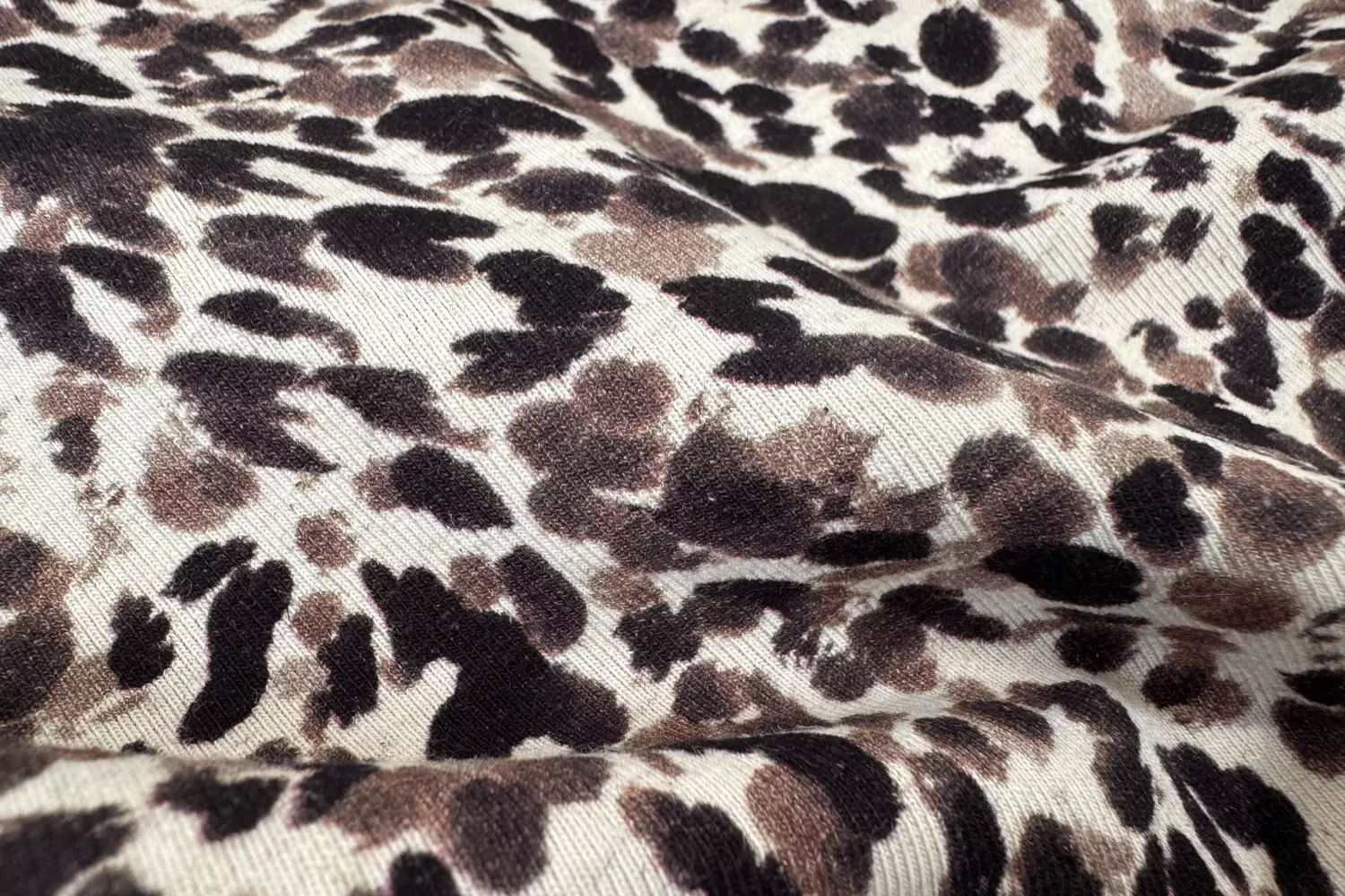 Leinen Jersey Stoff elastisch - Animalprint Leopardenmuster taupe und rost – Bild 5
