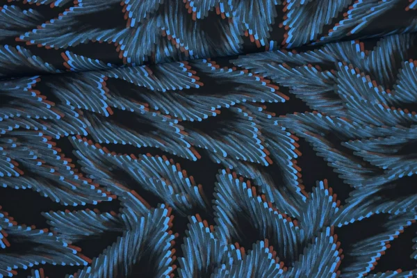 Viskose Stoff - Fall Leaves by Thorsten Berger in royalblau