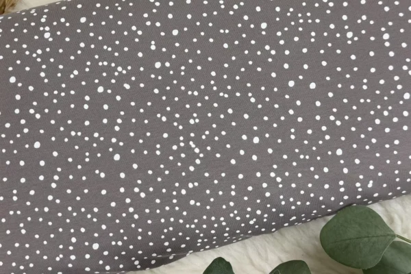 Jersey Stoff mini Punkte Konfetti hell cappuccino, weiß - Öko-Tex-100