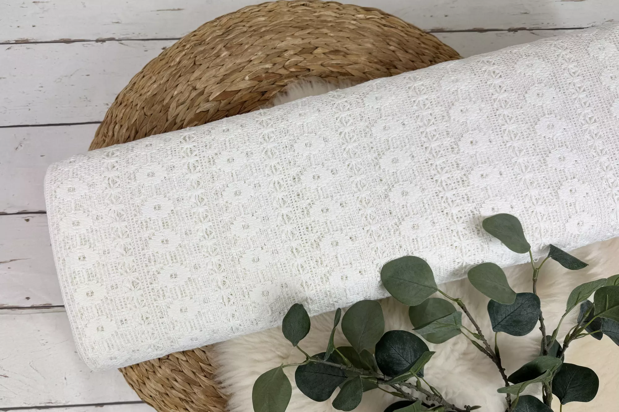 Baumwollstoff mit Blüten Spitze in schwarz und weiß - Öko Tex 100 – Bild 3