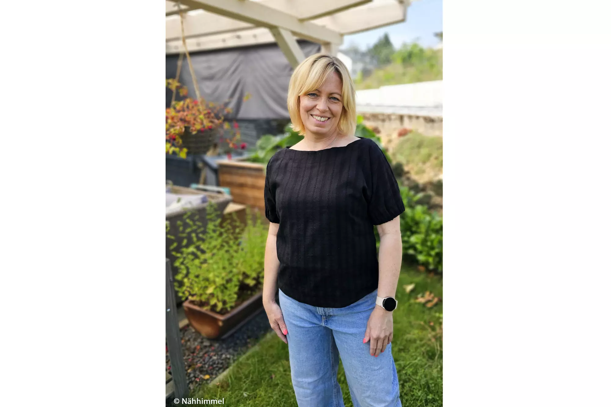 Baumwollstoff mit Stickerei Struktur in schwarz und weiß - Öko Tex 100 – Bild 6