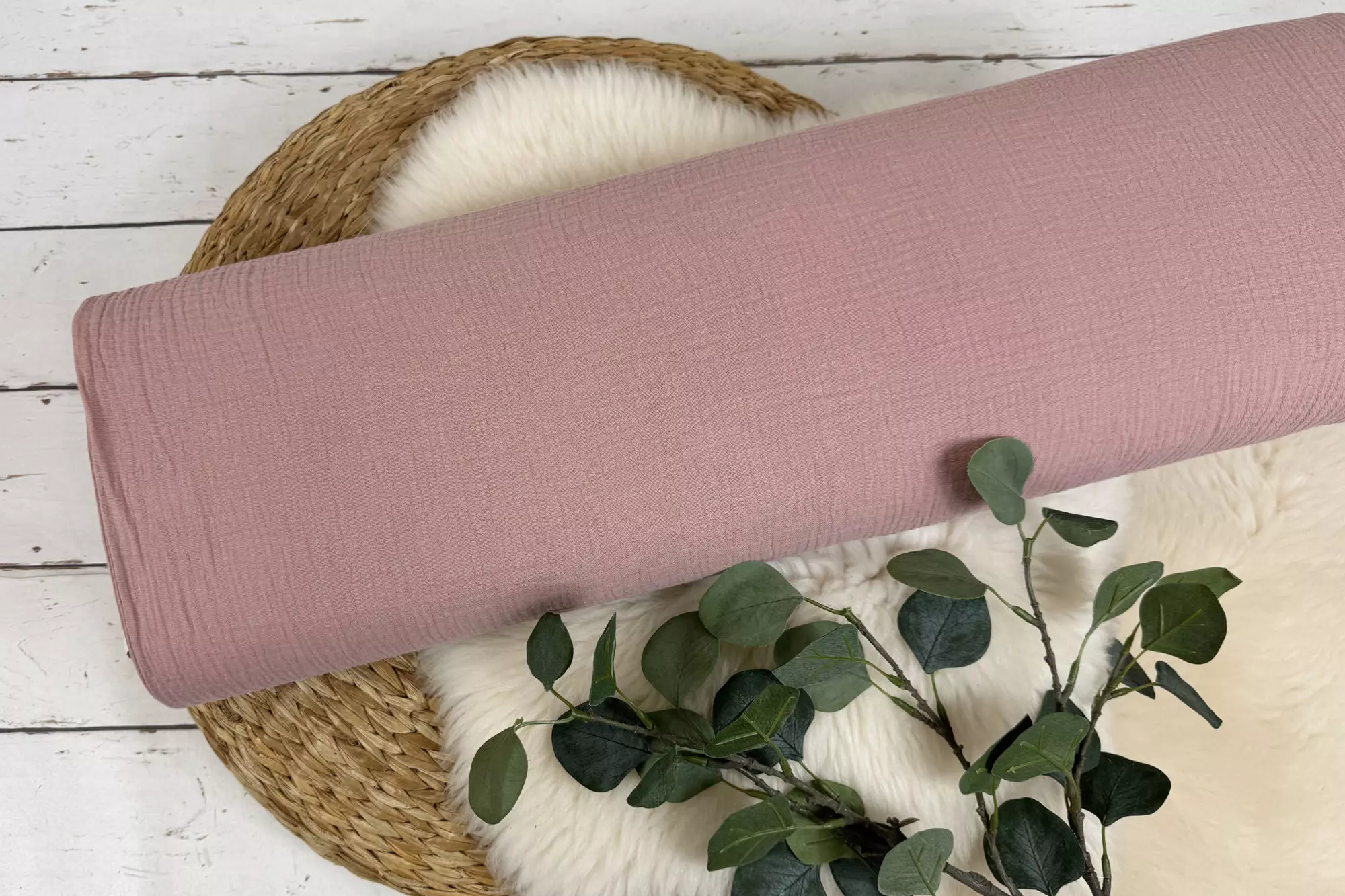 Musselin Stoff in uni Farbe dustyrose