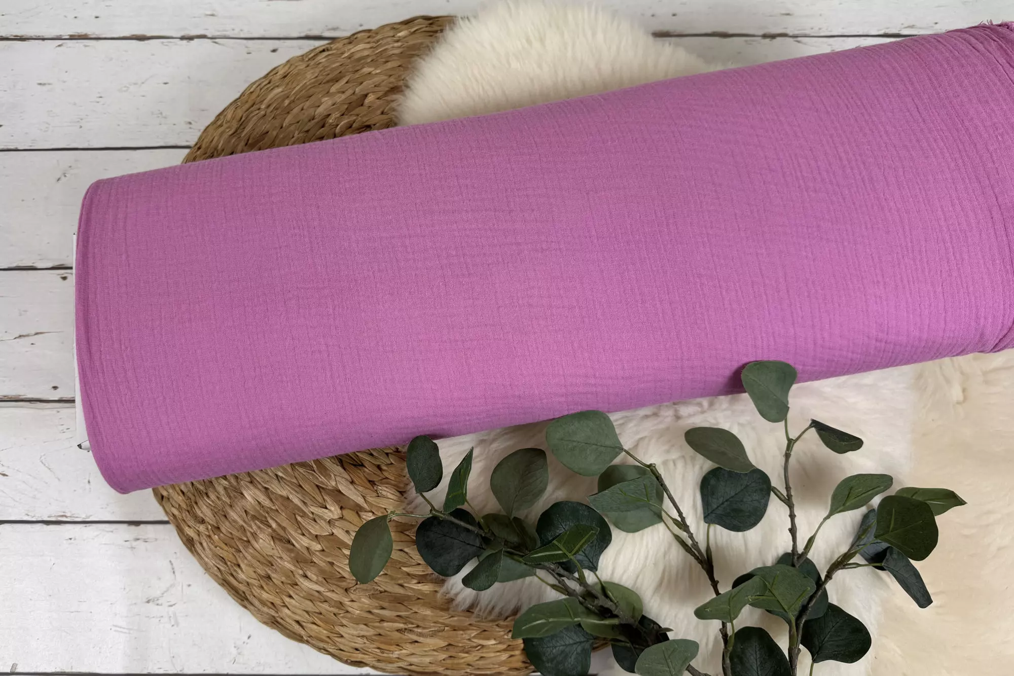Musselin Stoff in uni Farbe hellpink