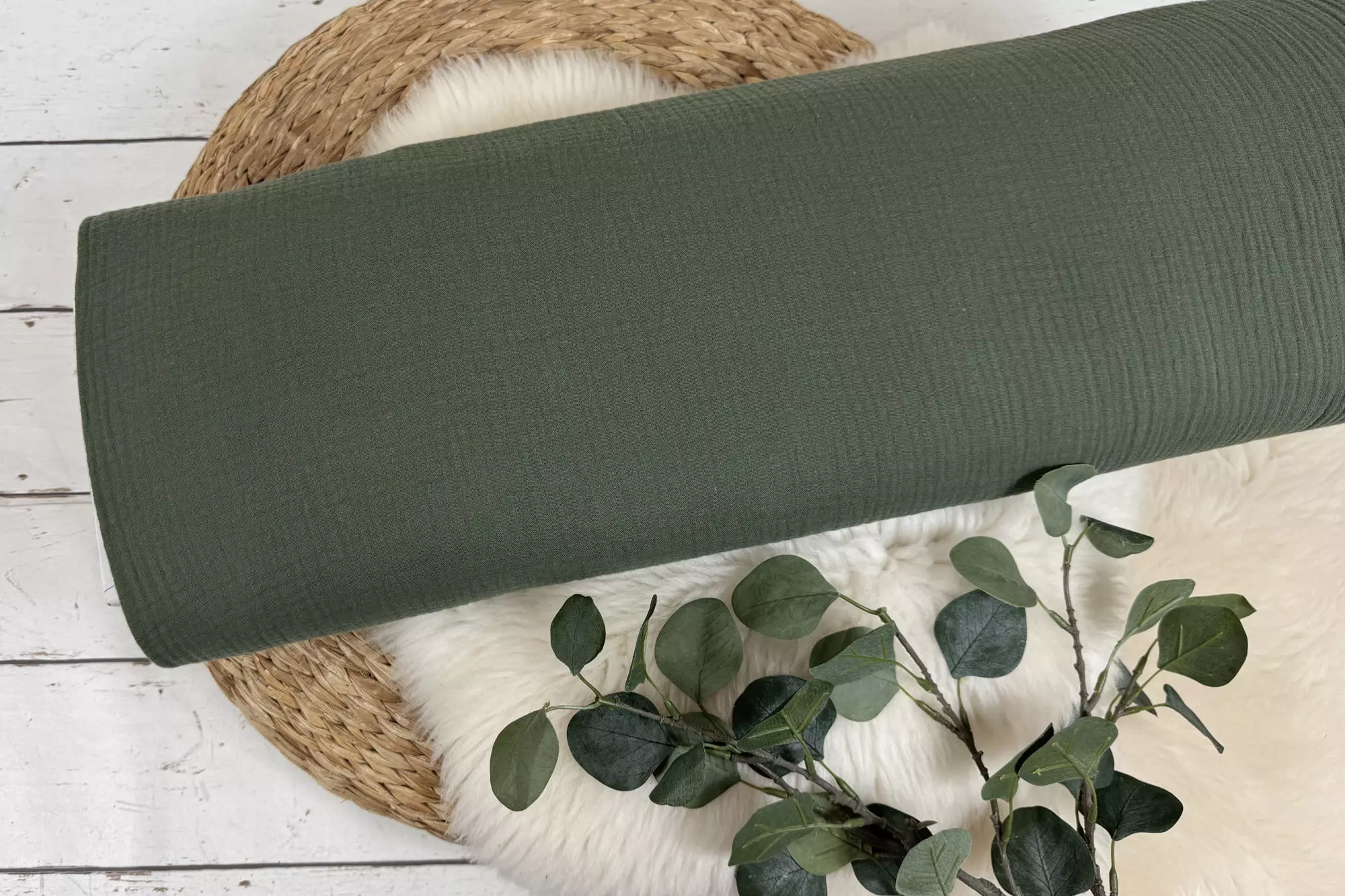 Musselin Stoff in uni Farbe pistazie