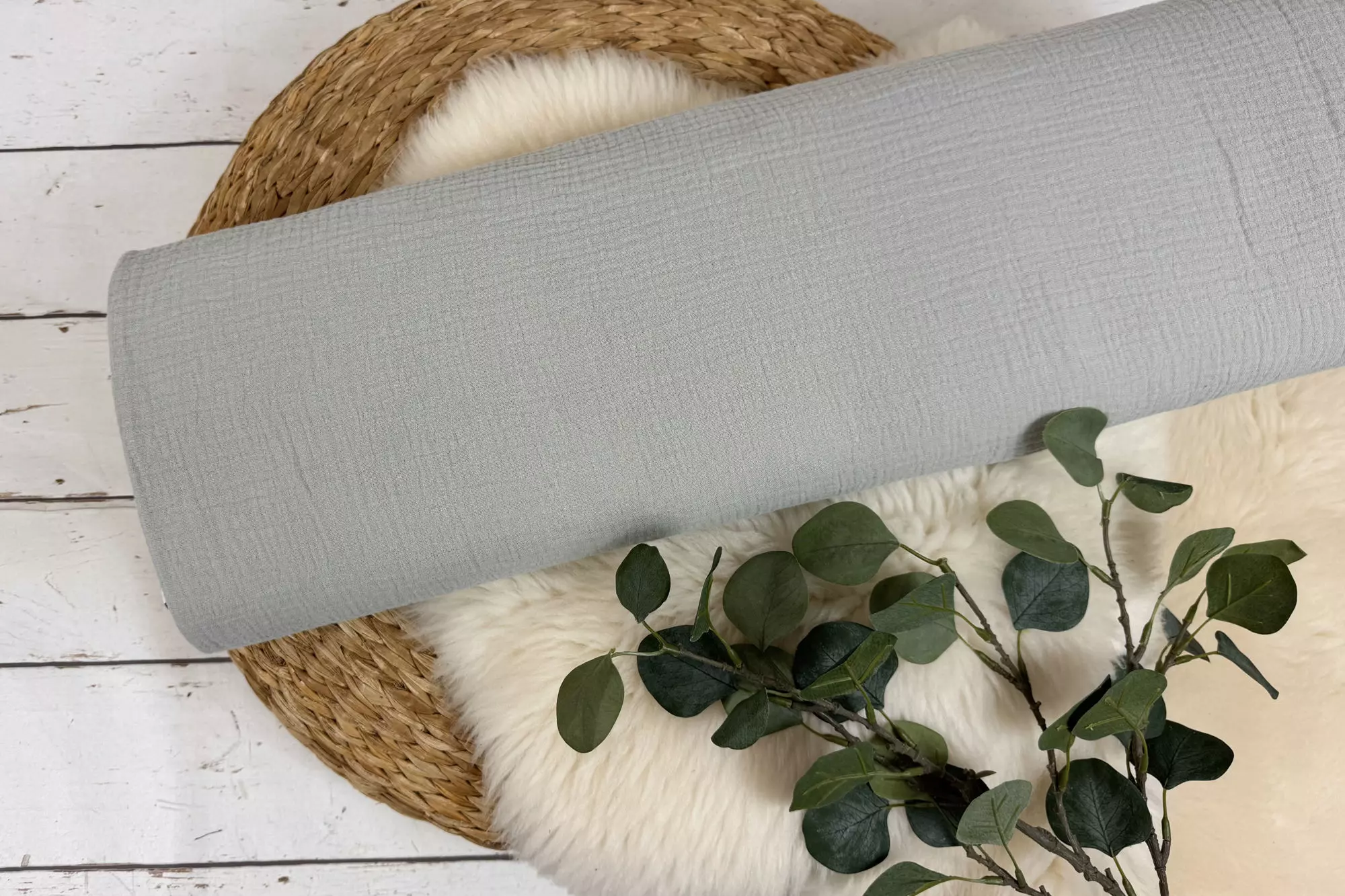 Musselin Stoff in uni Farbe silbergrau