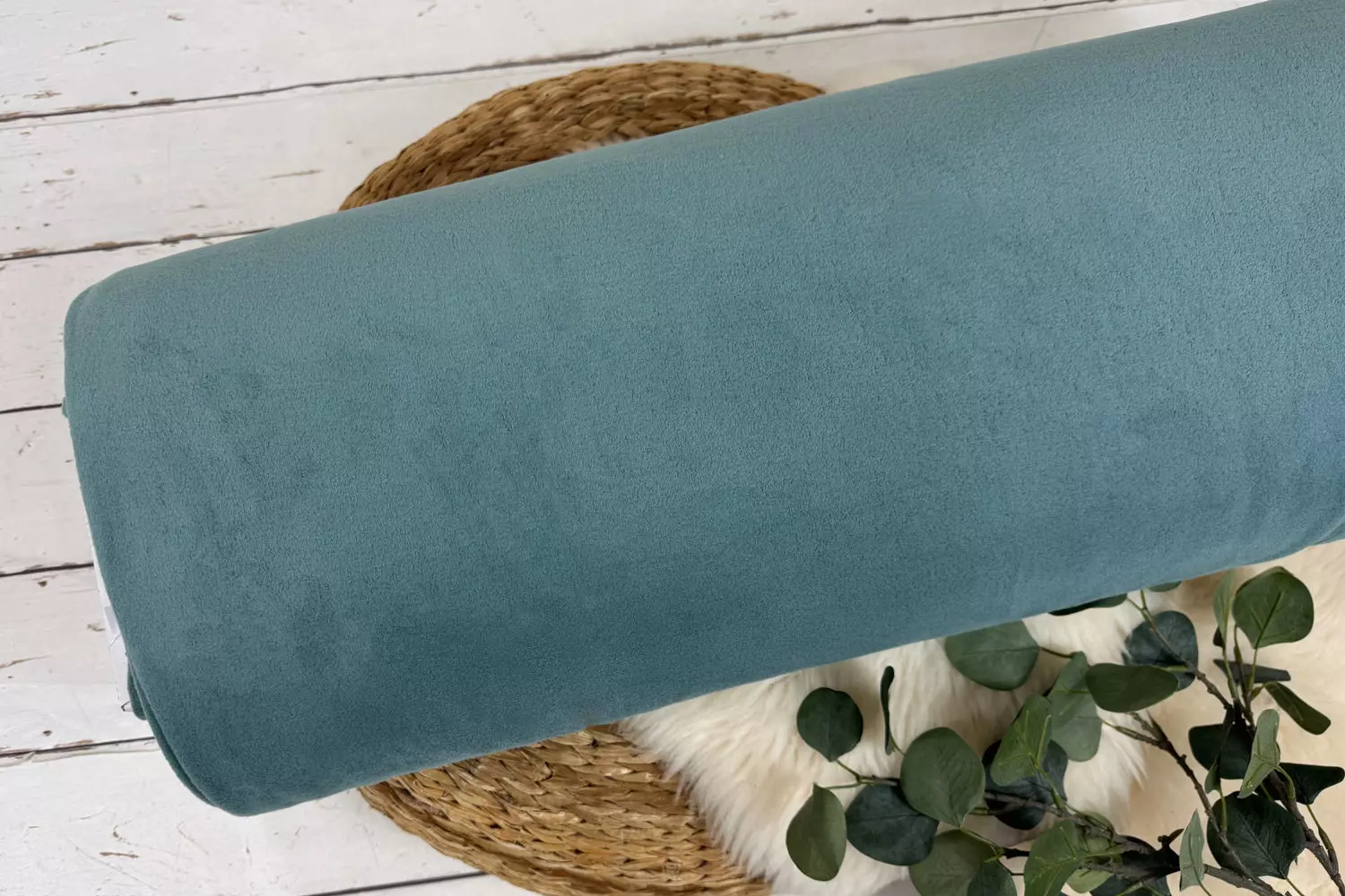 Kuschelweicher Baumwollfleece Stoff in der Uni Farbe mint